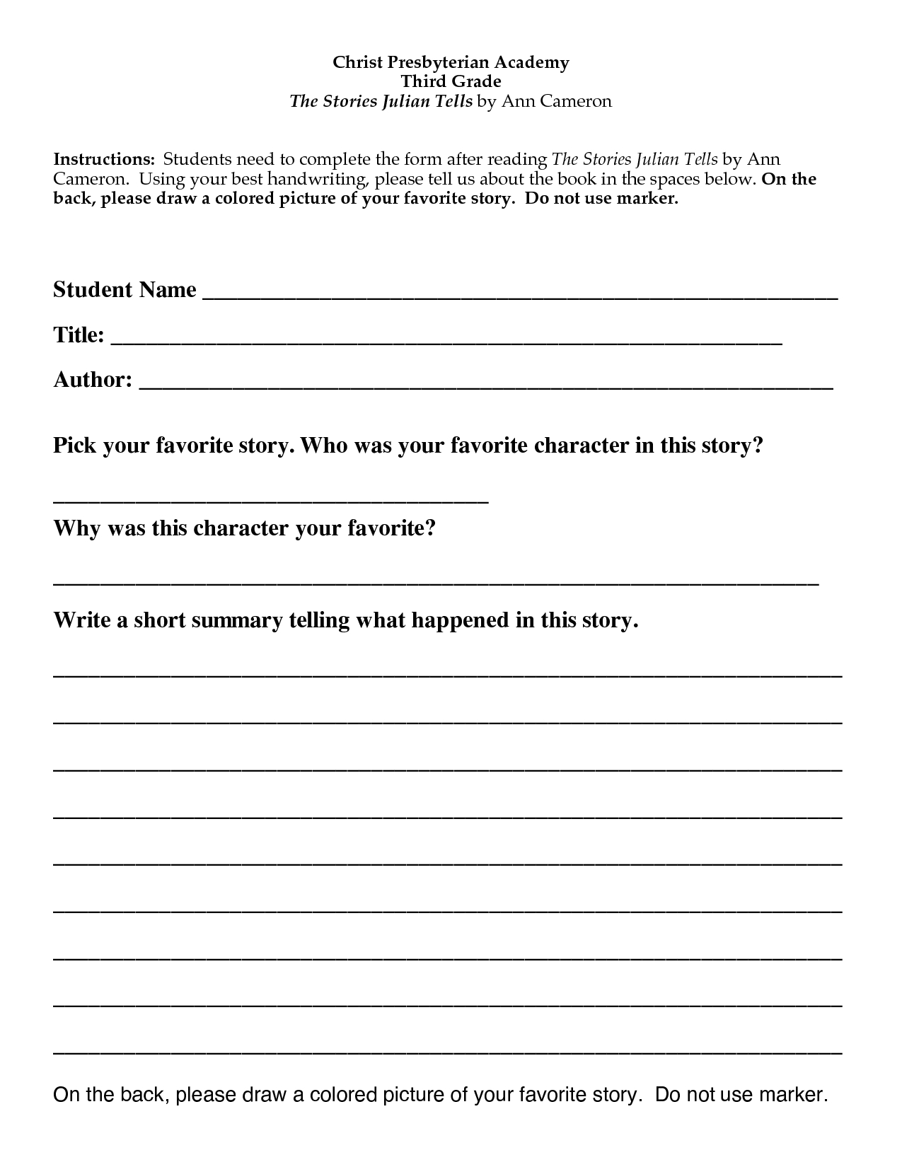 Book Report Template 4Th Grade ] – Book Review Worksheet 4Th Regarding Book Report Template 3Rd Grade