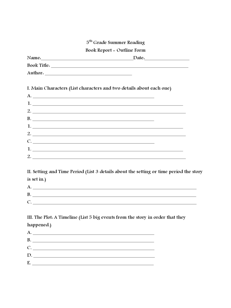 Book Report Template – 6 Free Templates In Pdf, Word, Excel In 6Th Grade Book Report Template