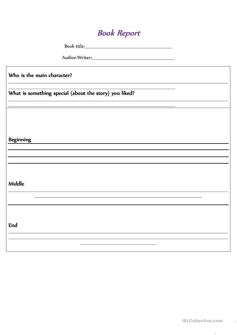 Book Report Template – English Esl Worksheets For Distance For Story Report Template