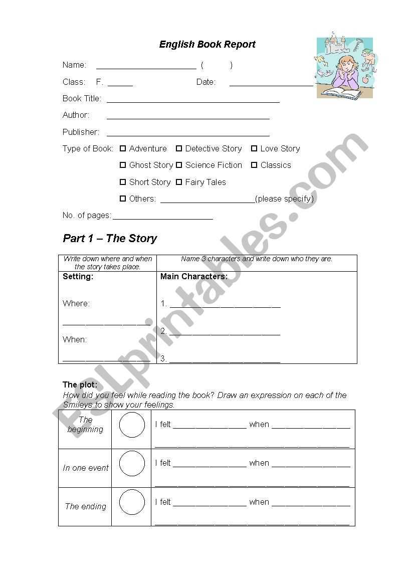 Book Report Template – Esl Worksheetfellowcoco Inside Story Report Template