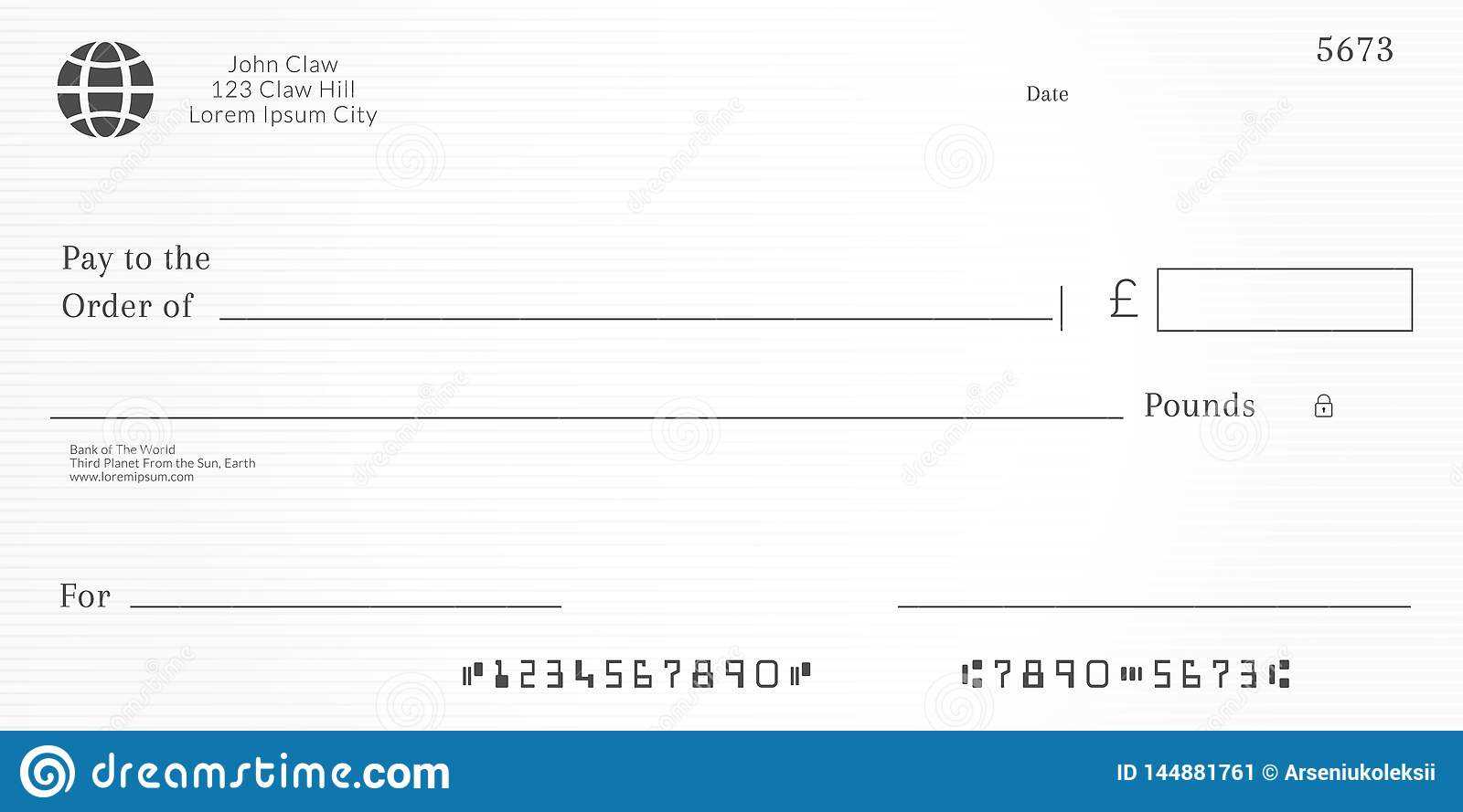 British Checkbook Page. Stock Vector. Illustration Of Intended For Blank Cheque Template Uk