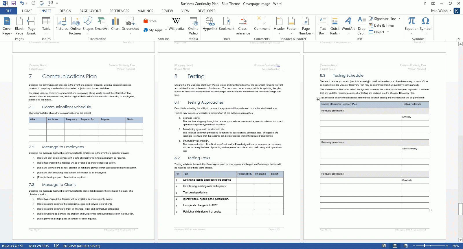 Business Continuity Plan Template (Ms Word/excel Intended For Dr Test Report Template
