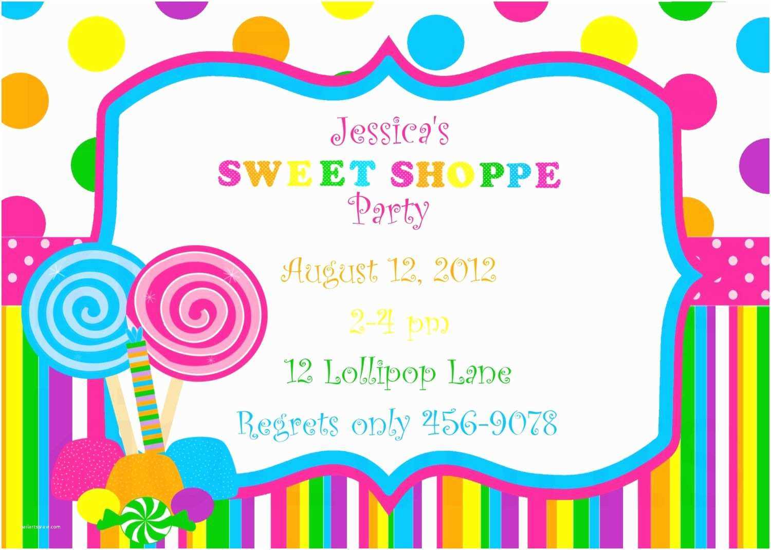 Candyland Birthday Invitations Printable Sweet Shoppe Invite Intended For Blank Candyland Template