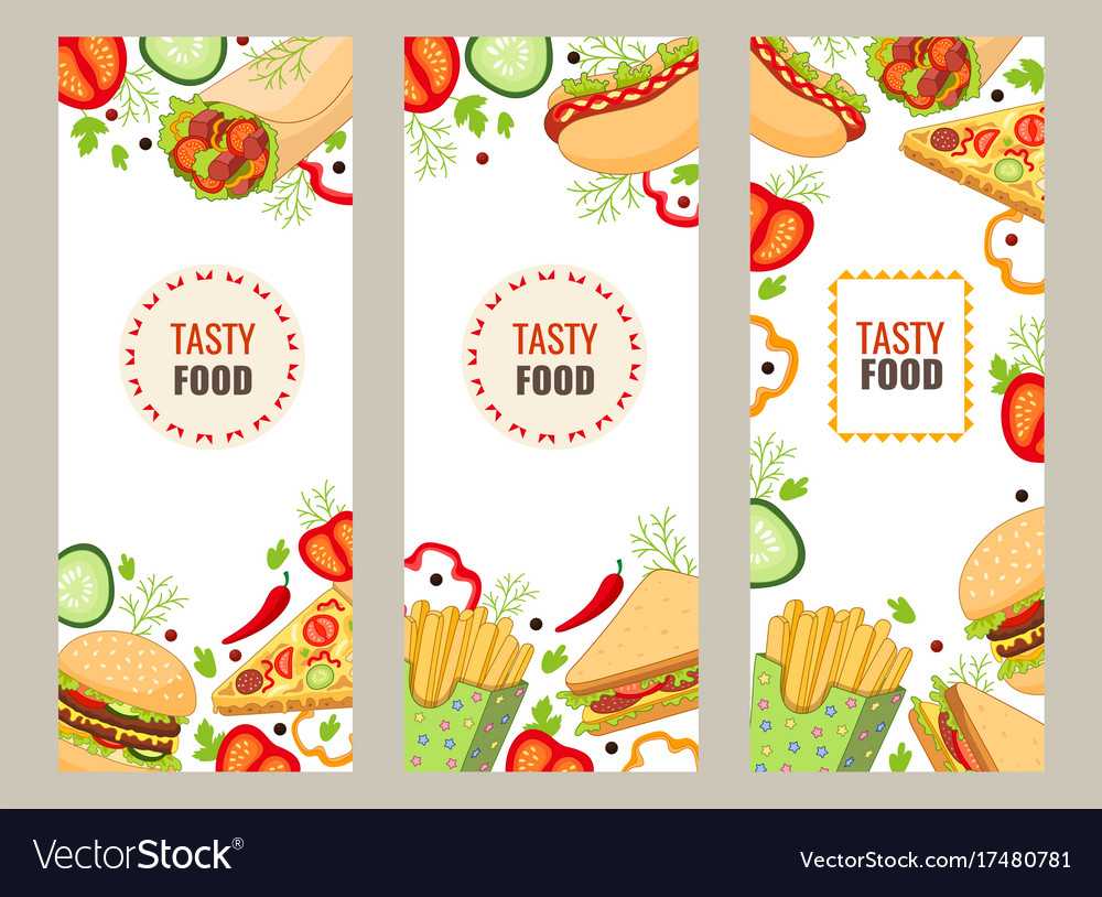 Cartoon Flat Fast Food Banner Template Set Throughout Food Banner Template