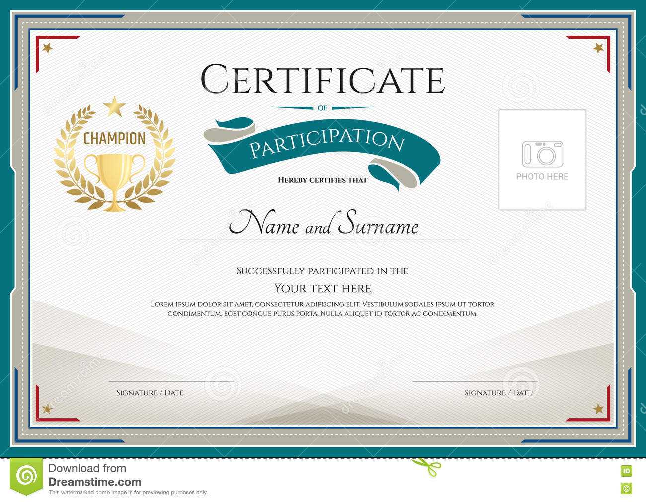 Certificate Of Participation Template With Green Broder In Certificate Of Participation Template Word