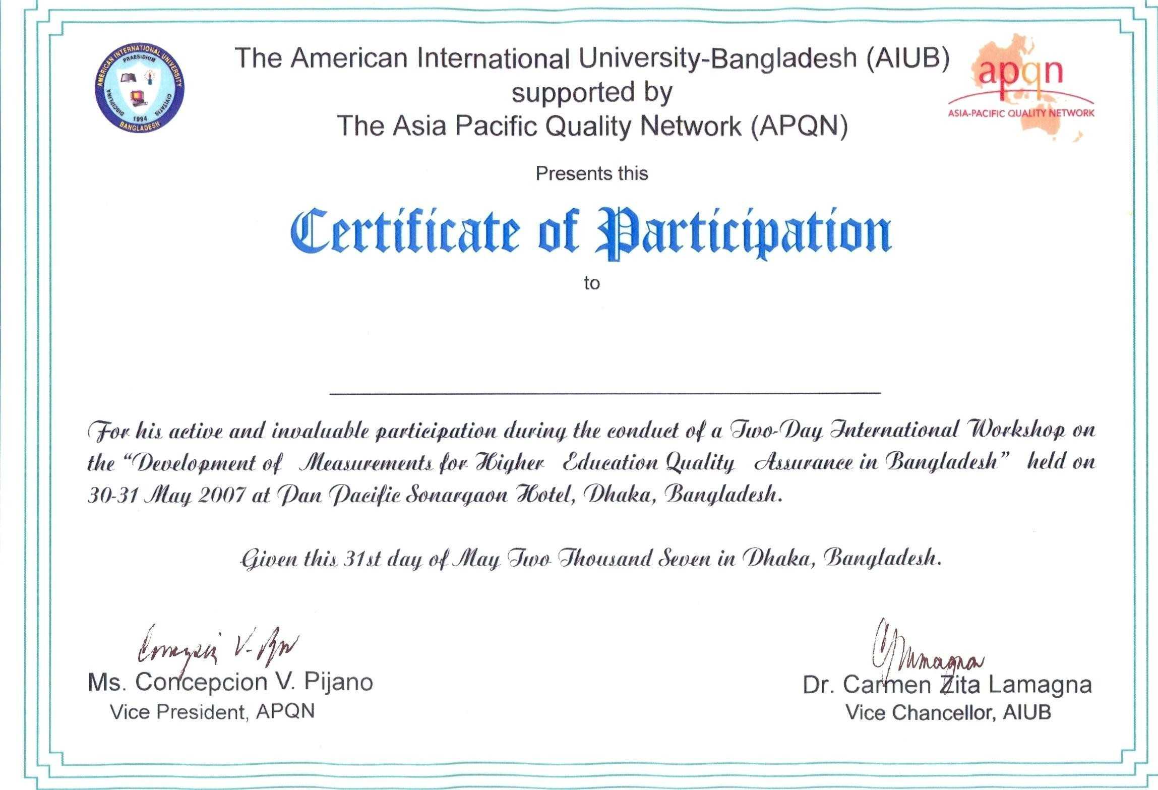 Certificate Of Participation Wording – Karan.ald2014 Within Certificate Of Participation Template Word