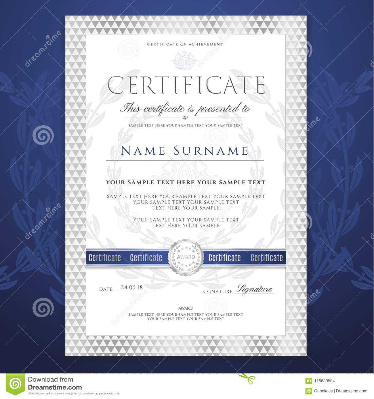 Certificate Template. Printable / Editable Design For Within Blank Certificate Of Achievement Template