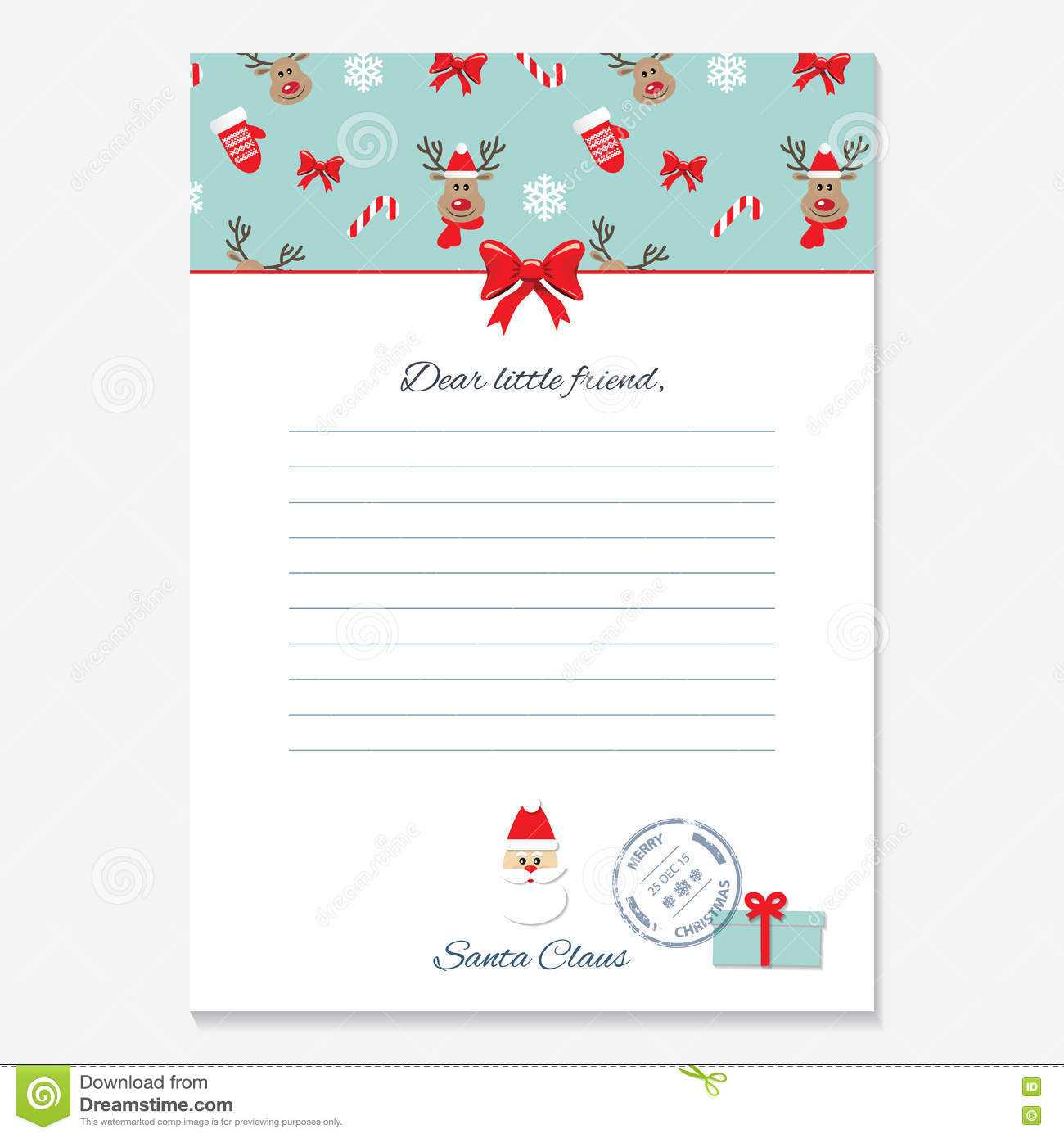 Christmas Letter From Santa Claus Template. Stock With Blank Letter From Santa Template