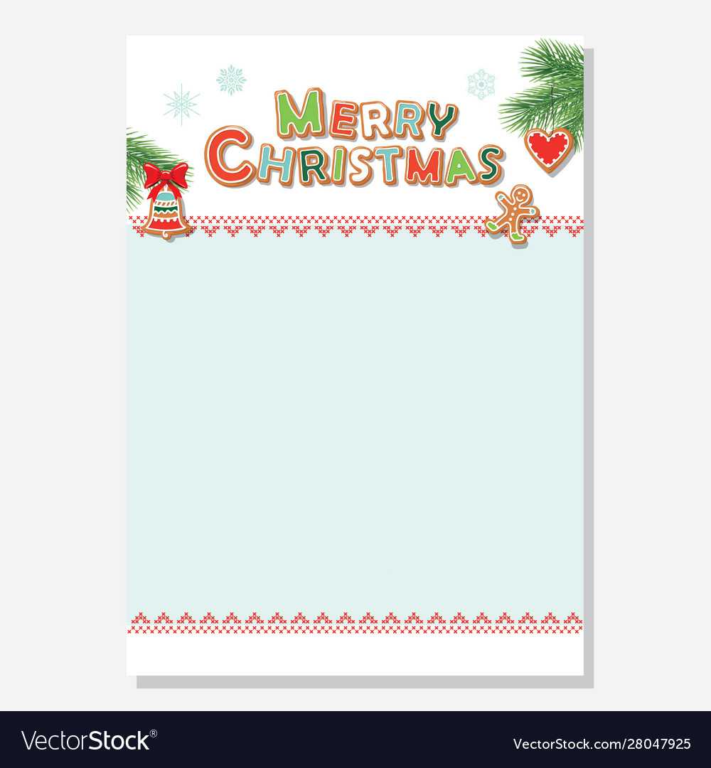 Christmas Santa Letter Blank Template A4 Decorated Intended For Blank Letter From Santa Template