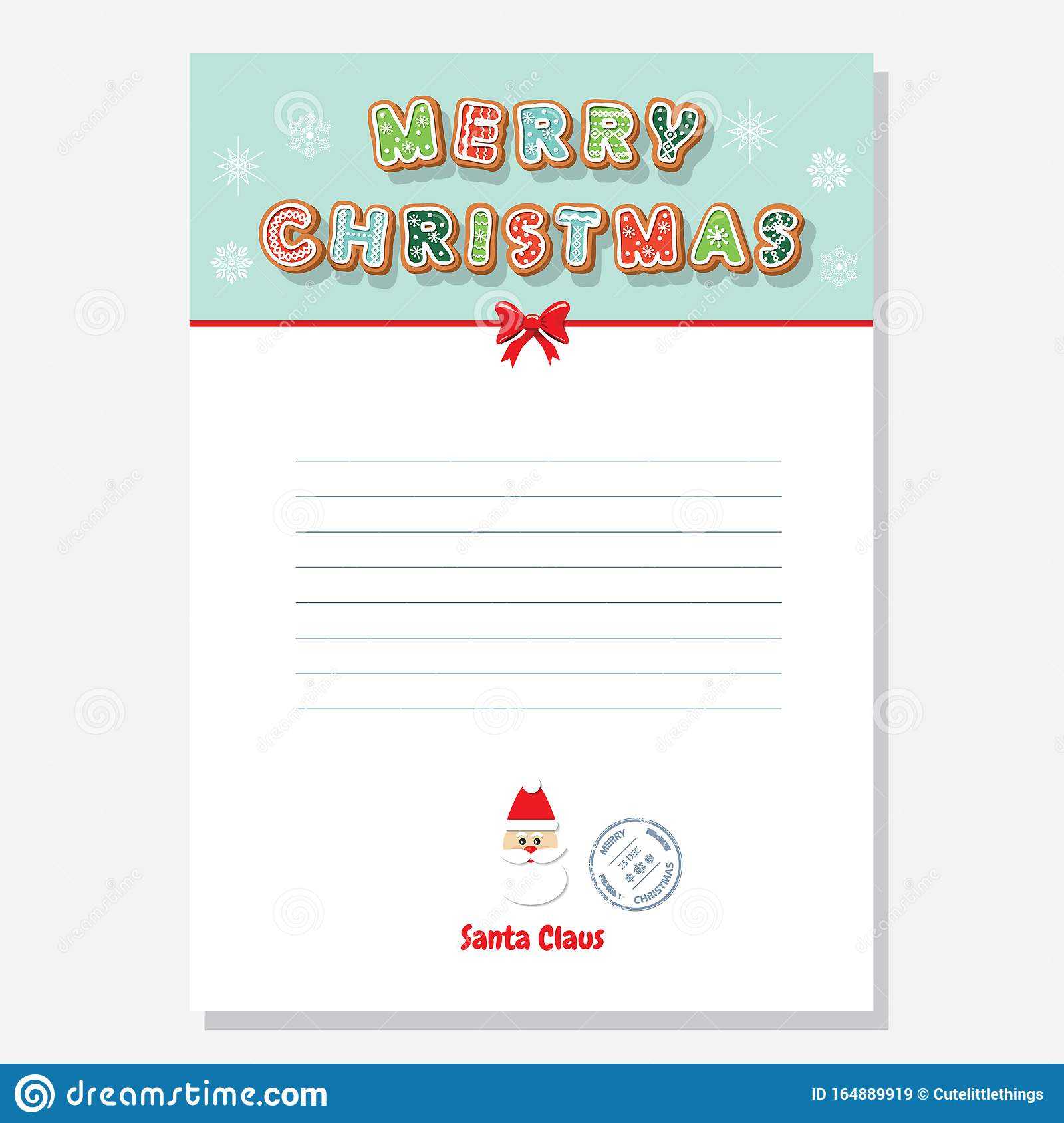 Christmas Santa Letter Blank Template A4 Decorated With Pertaining To Blank Letter From Santa Template
