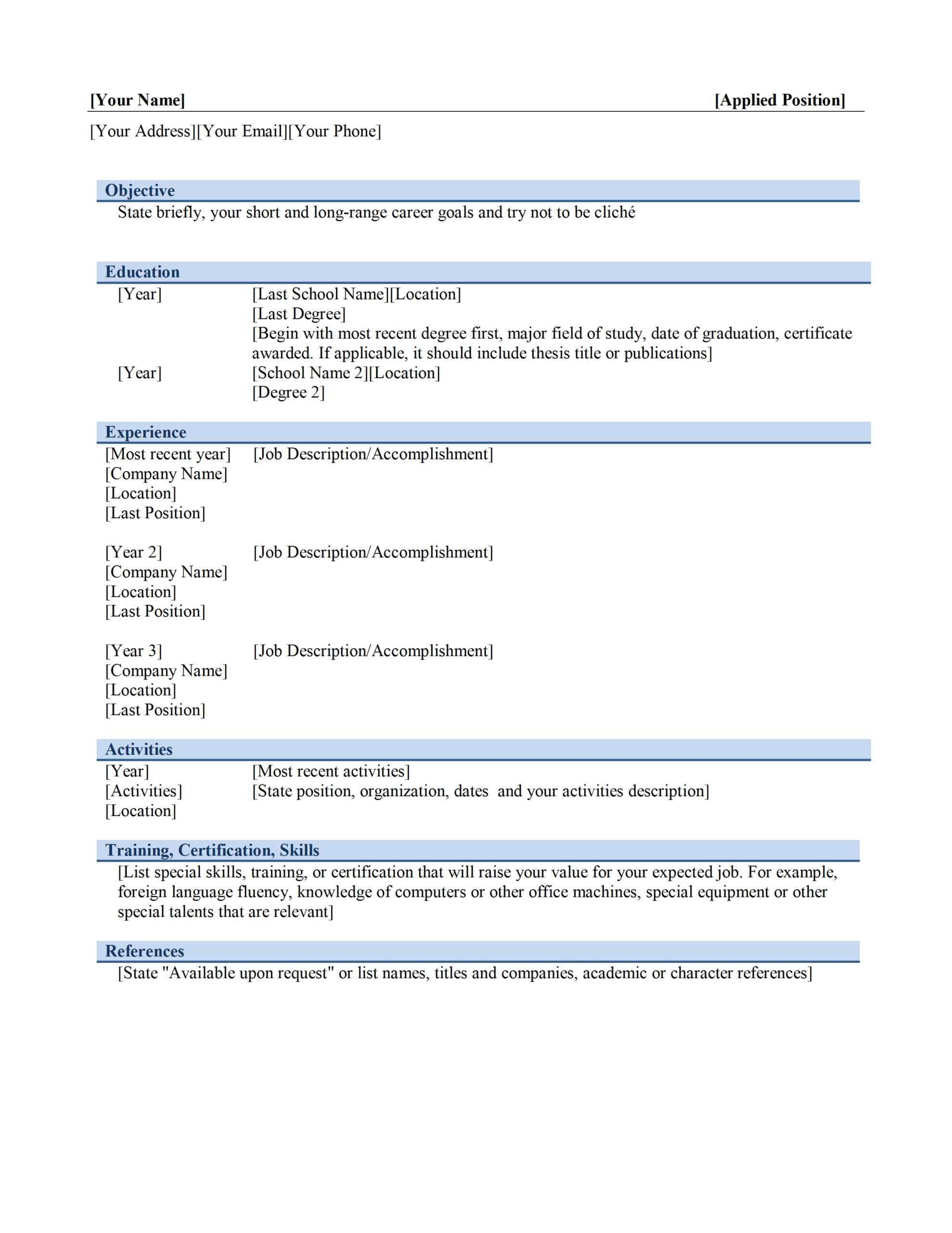 Chronological Resume Template Regarding Another Word For Template