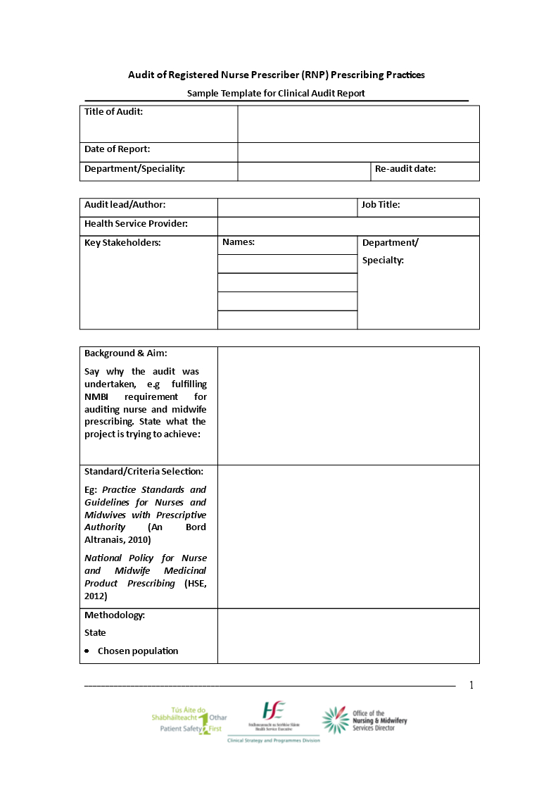 Clinical Audit | Templates At Allbusinesstemplates Pertaining To Nurse Report Template