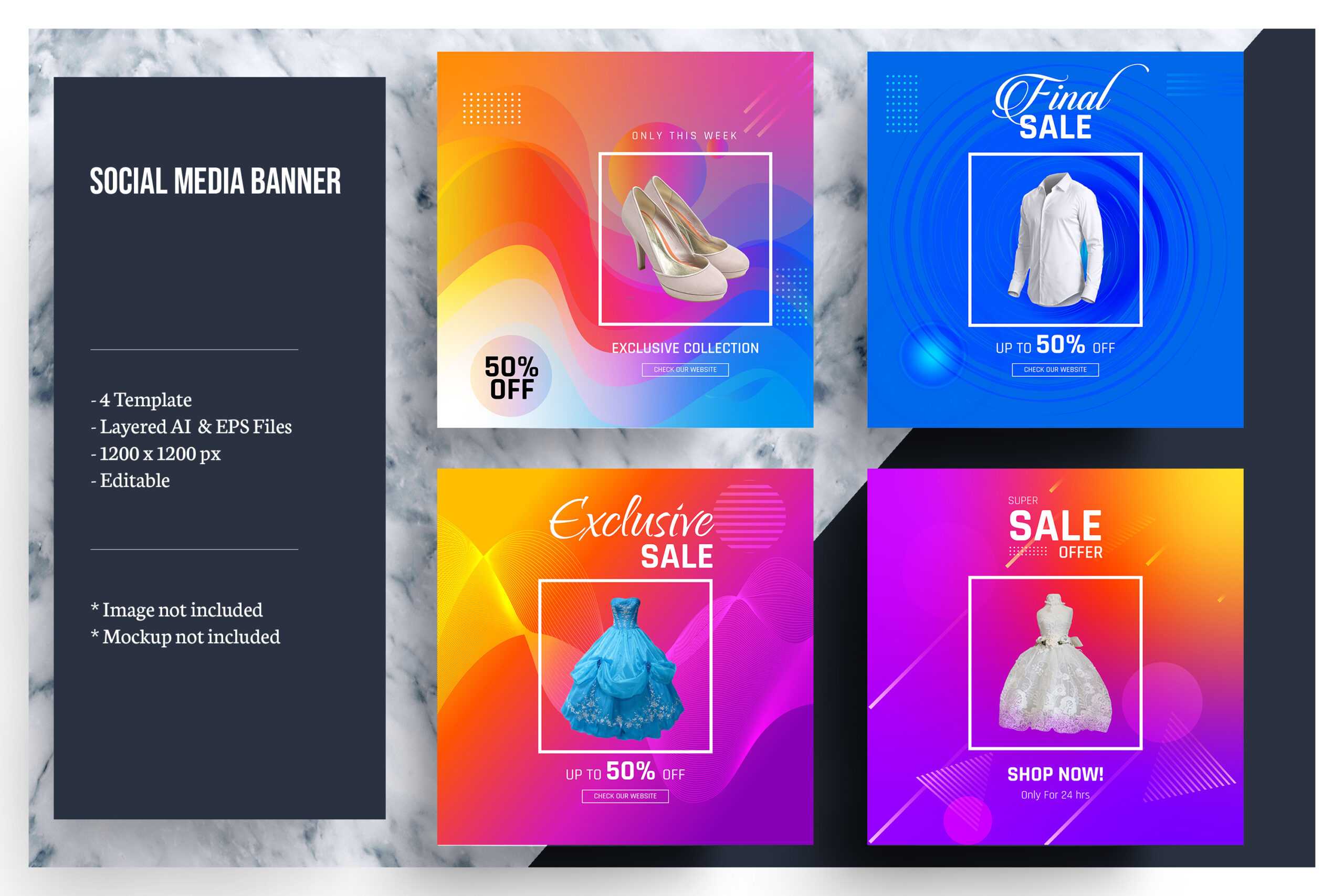 Colorful Social Media Banner Template Pertaining To Product Banner Template