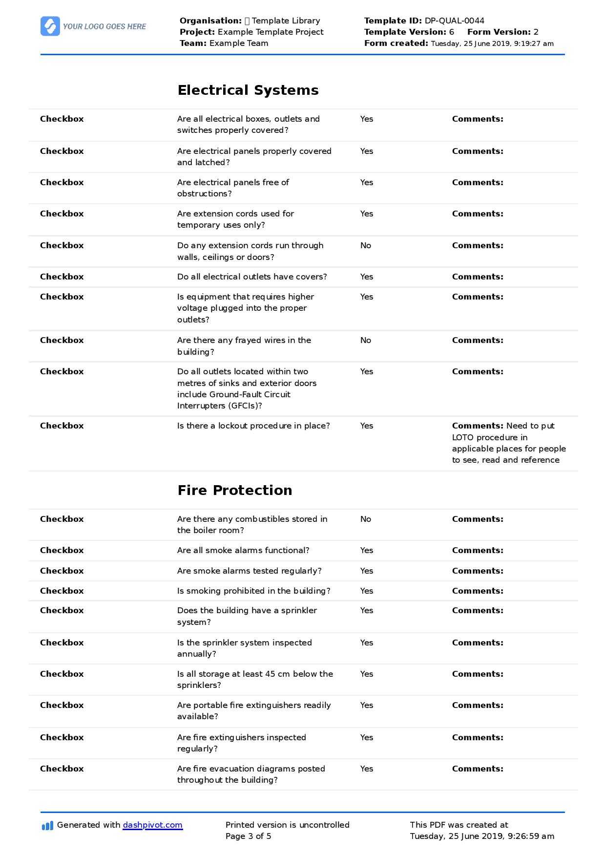 Commercial Property Inspection Checklist Template (Use It For Commercial Property Inspection Report Template