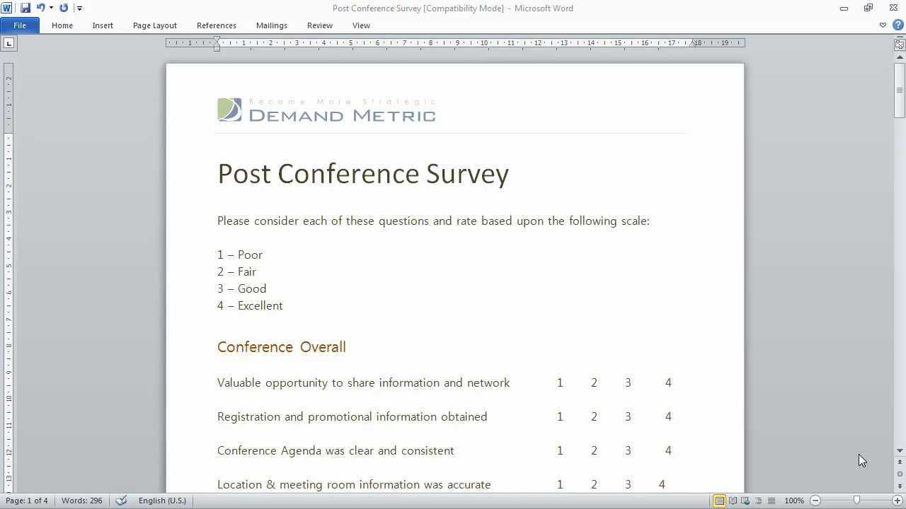 Conference Survey Templates – Barati.ald2014 Intended For Event Survey Template Word