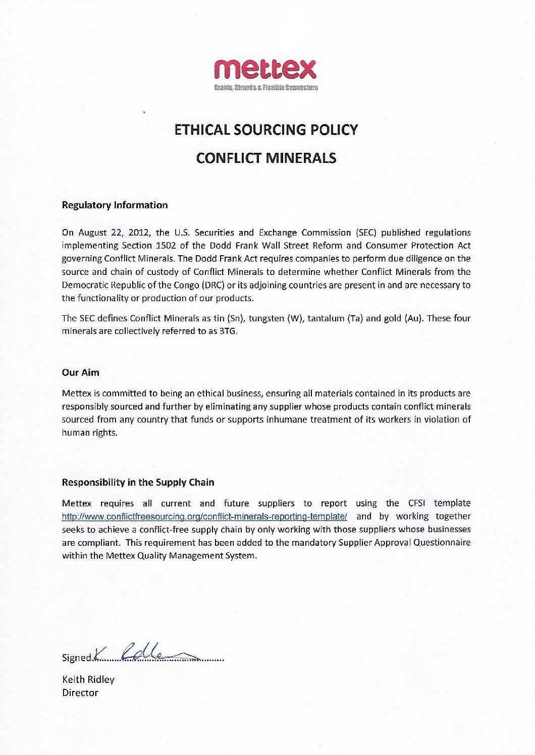Conflict Minerals Policy Examples And Conflict Minerals Inside Conflict Minerals Reporting Template