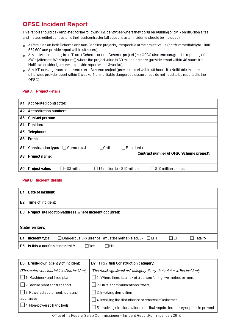 Construction Incident Report Form | Templates At With Regard To Construction Accident Report Template
