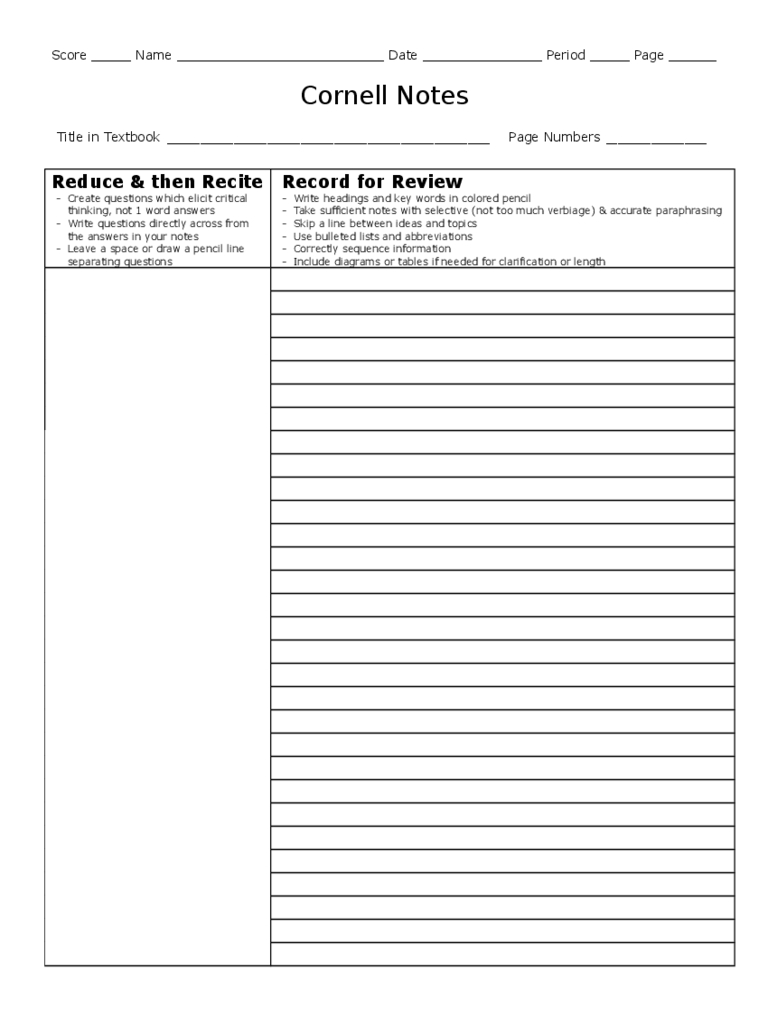 Cornell Notes Template – 8 Free Templates In Pdf, Word In Cornell Note Template Word