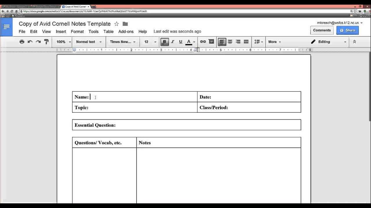 Cornell Notes Using Templates Feature For Cornell Note Template Word