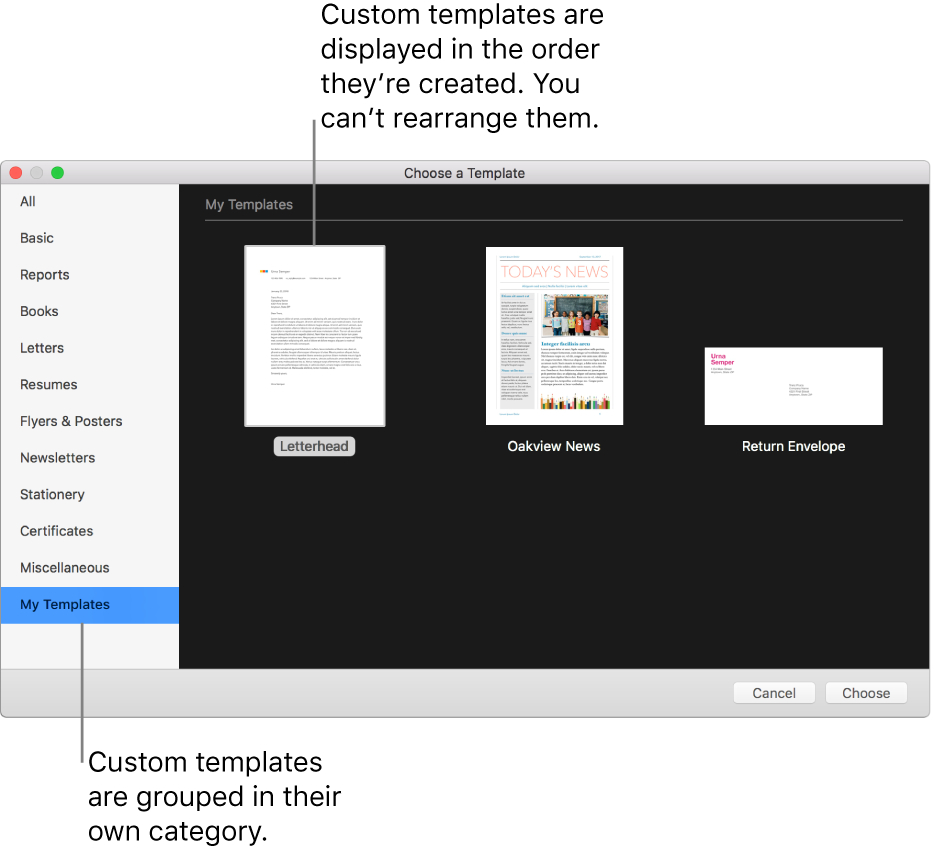 Create A Custom Template In Pages On Mac – Apple Support With Regard To Words Their Way Blank Sort Template