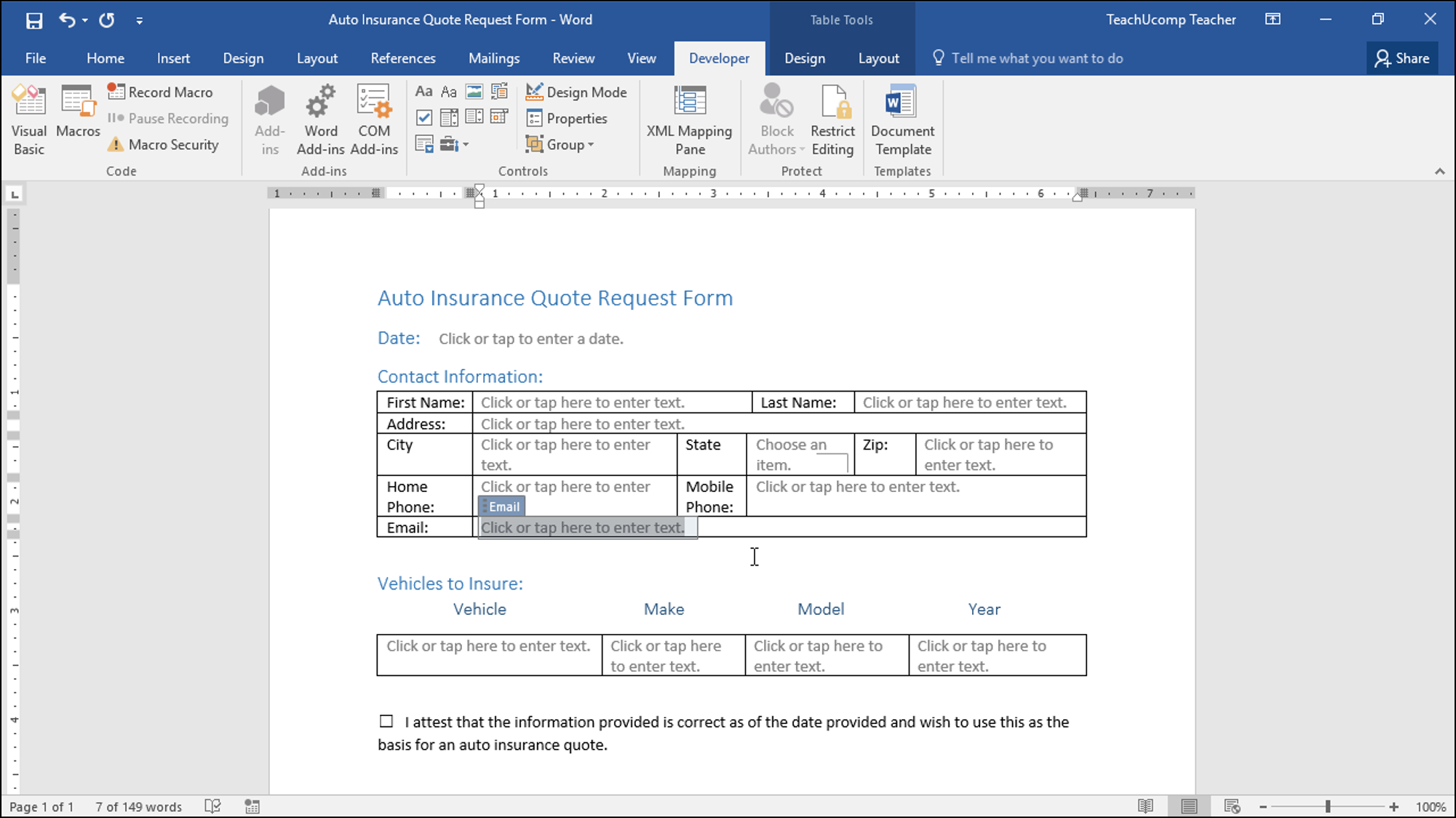 Create A Form In Word  Instructions And Video Lesson Inside Information Mapping Word Template