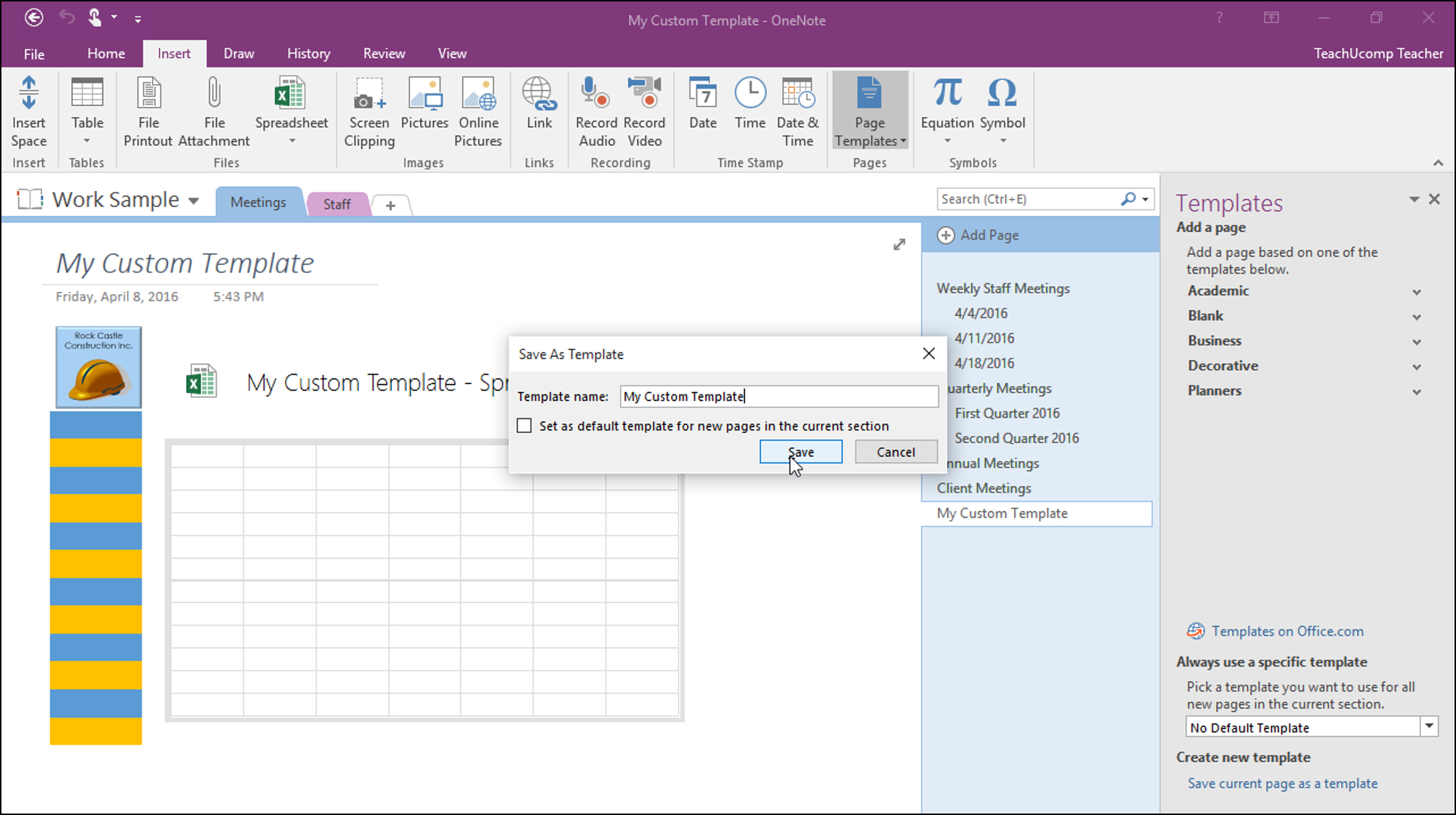 Create A Template In Onenote – Tutorial – Teachucomp, Inc. With Regard To How To Create A Template In Word 2013