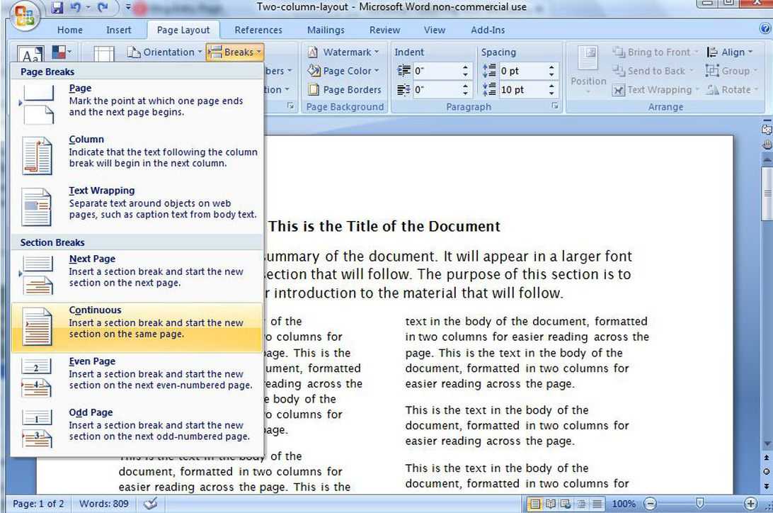 Create A Two Column Document Template In Microsoft Word – Cnet For Booklet Template Microsoft Word 2007