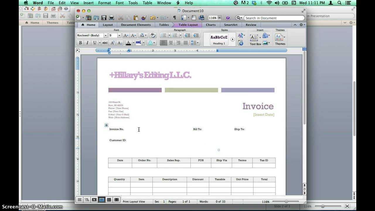 Creating Invoices Using Microsoft Word Templates For Invoice Template Word 2010