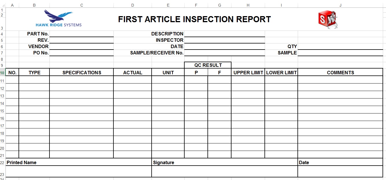 Creating Solidworks Custom Report Templates In Part Inspection Report Template