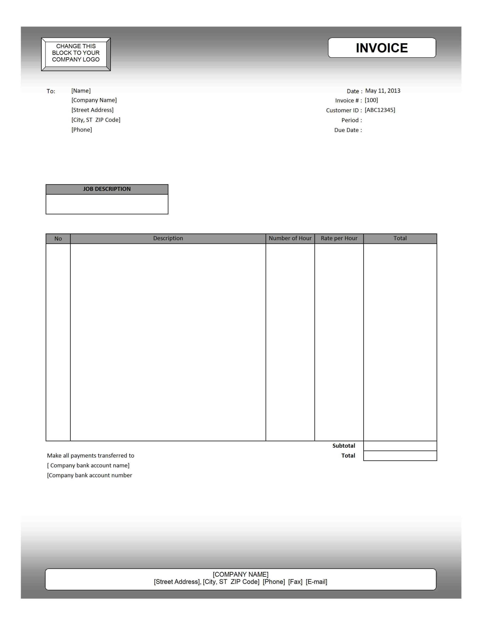 Creative Microsoft Word Invoice Template Example Free Intended For Free Printable Invoice Template Microsoft Word