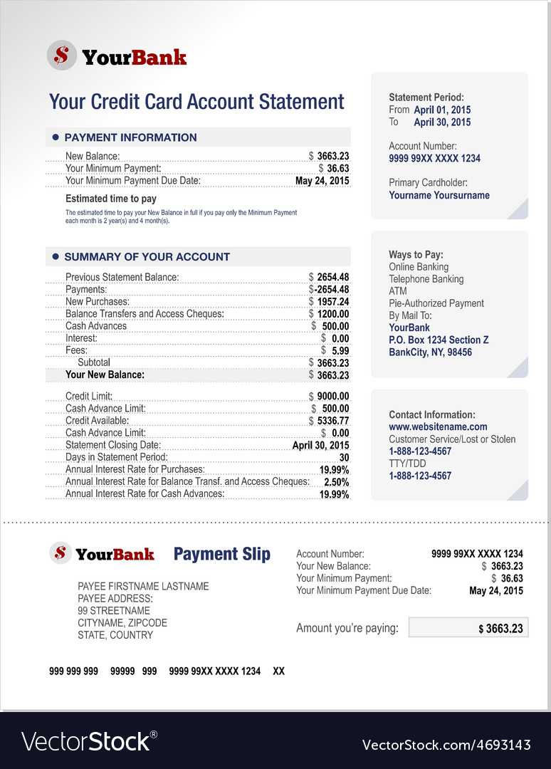 Credit Card Bank Account Statement Template Throughout Blank Bank Statement Template Download