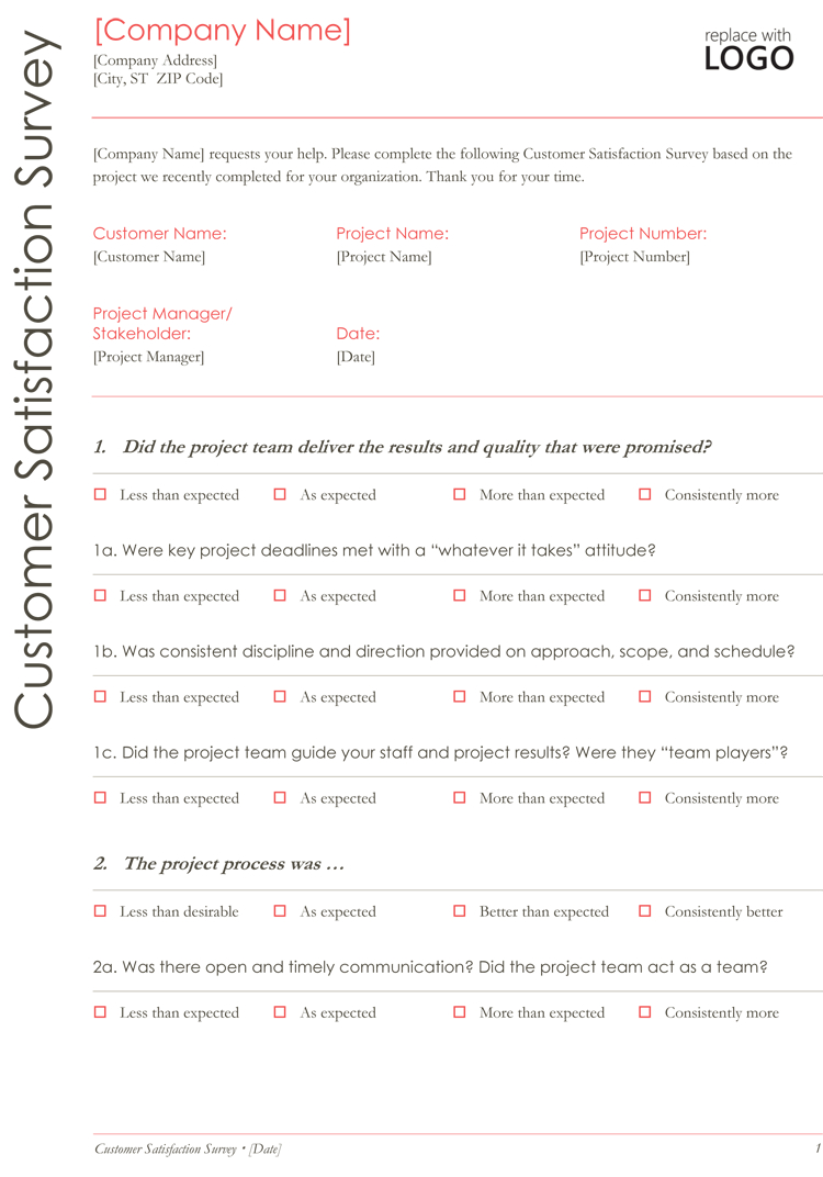 Customer Satisfaction Survey Template And Samples With Regard To Questionnaire Design Template Word