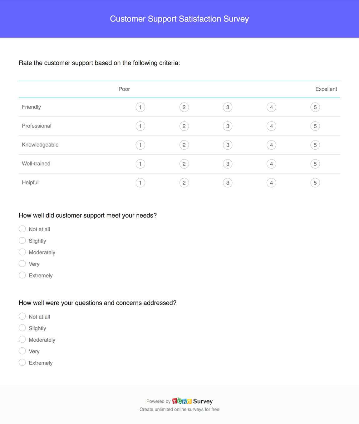 Customer Support Satisfaction Survey Template – Zoho Survey Pertaining To Customer Satisfaction Report Template