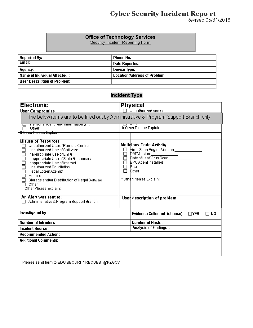 Cyber Security Incident Report Template | Templates At In Physical Security Report Template