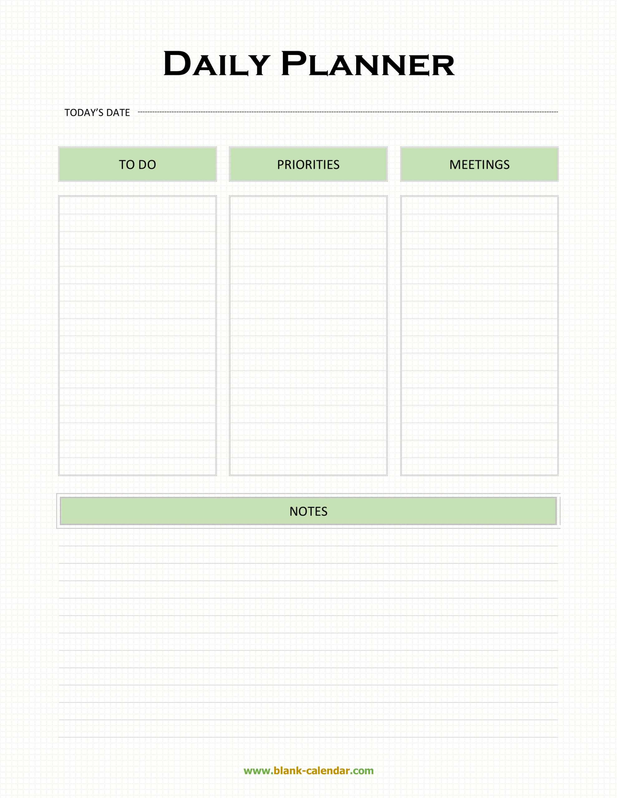Daily Planner Templates (Word, Excel, Pdf) Regarding Printable Blank Daily Schedule Template