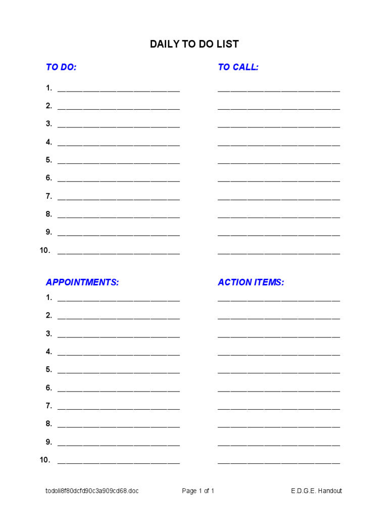 Daily To Do List Template – 5 Free Templates In Pdf, Word For Daily Task List Template Word