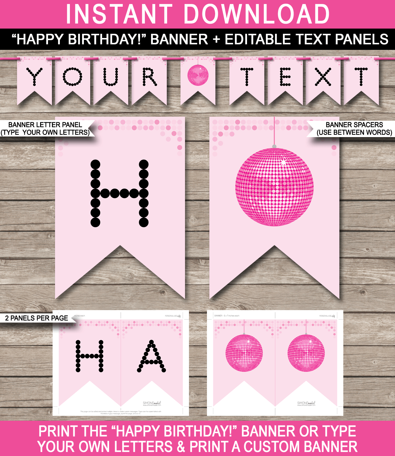 Dance Party Banner Template – Pink Throughout Diy Party Banner Template