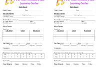 Daycare Infant Daily Report Template And Baby Log Forms inside Daycare Infant Daily Report Template