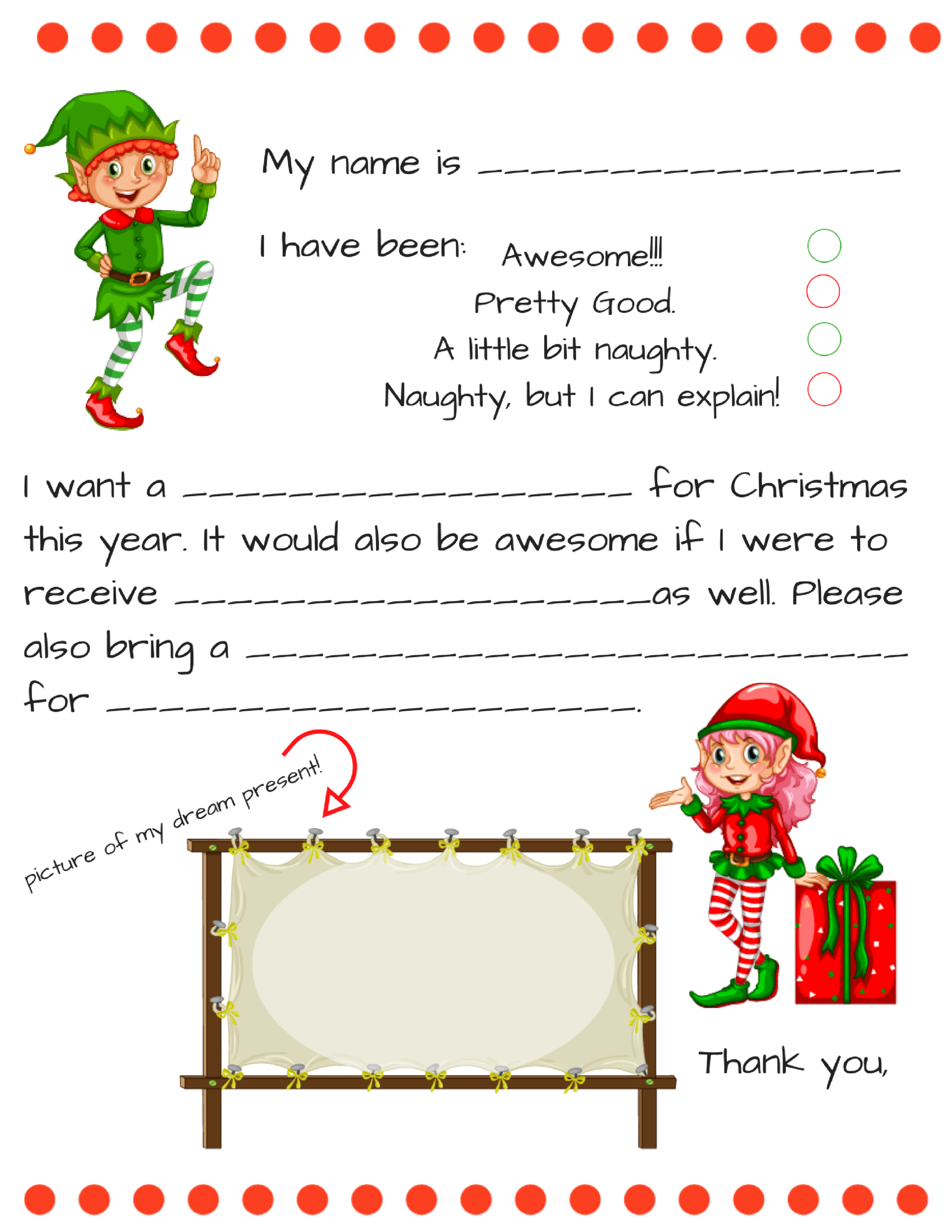Dear Santa Fill In Letter Template – With Santa Letter Template Word