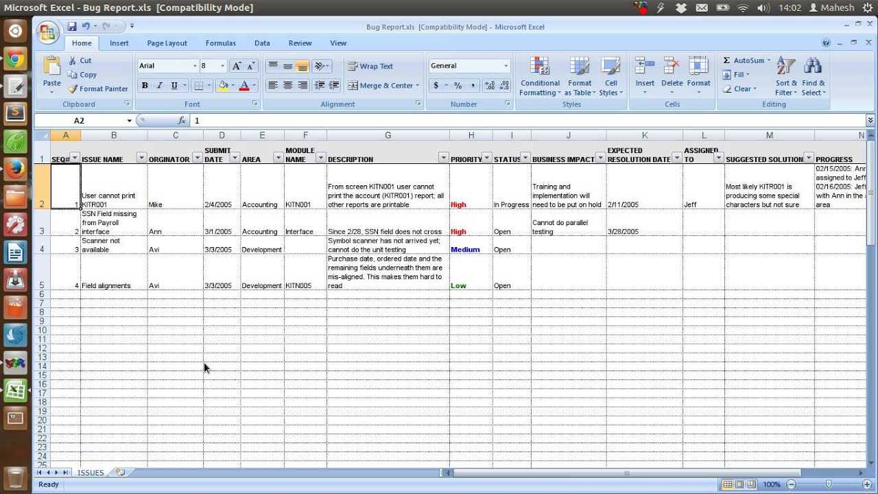 Defect Tracking Template Xls For Building Defect Report Template