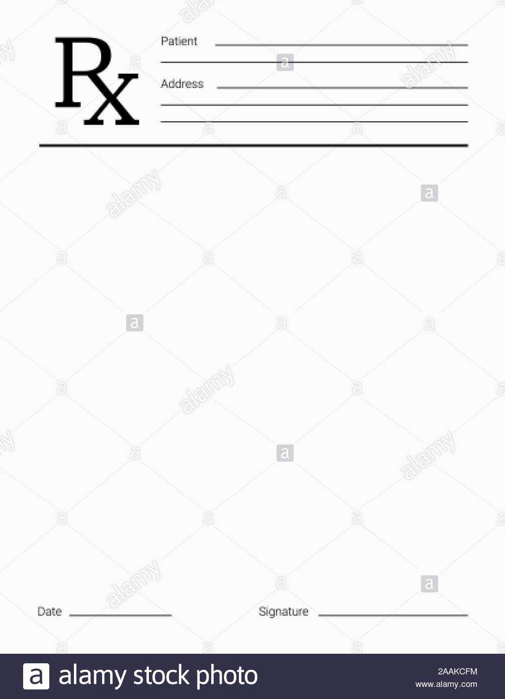 Doctor's Rx Pad Template. Blank Medical Prescription Form Pertaining To Blank Prescription Pad Template