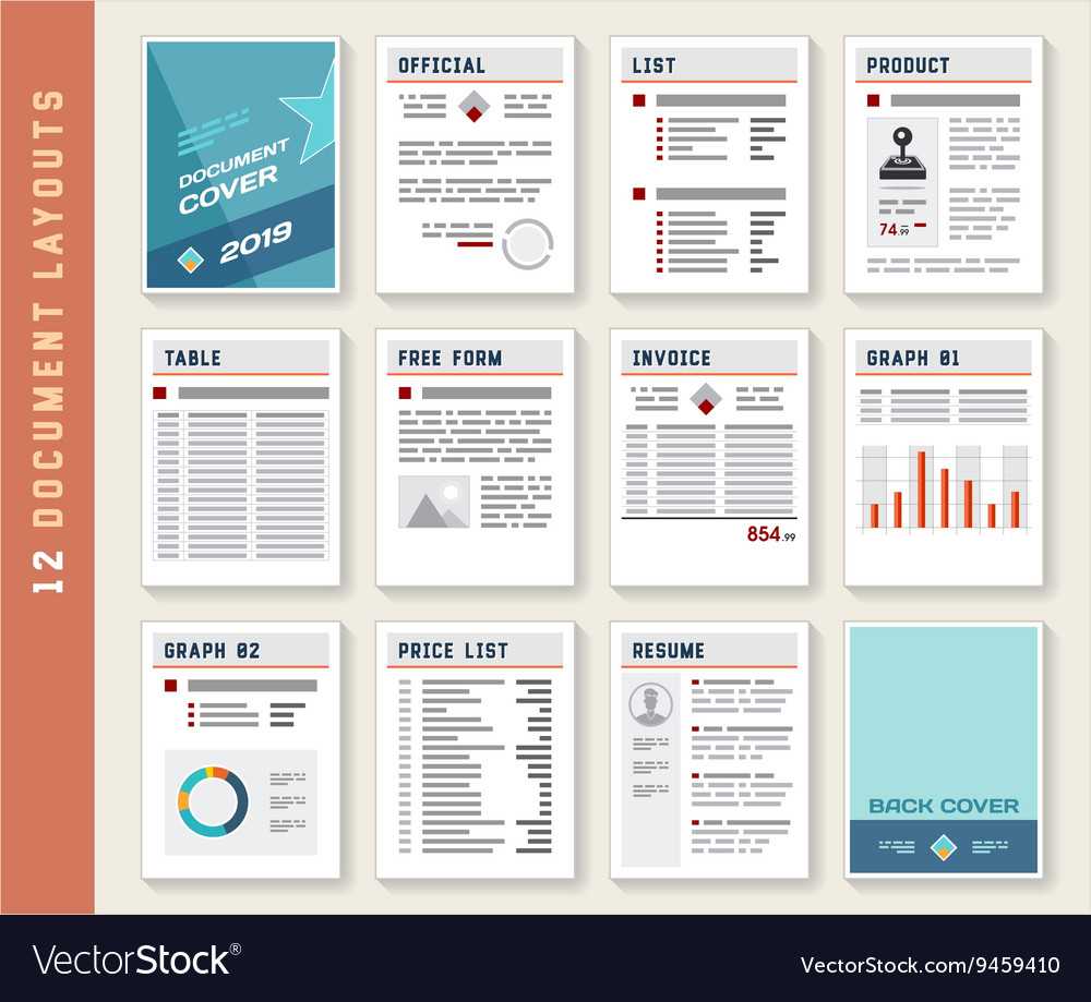 Document Report Layout Templates Set Pertaining To Illustrator Report Templates