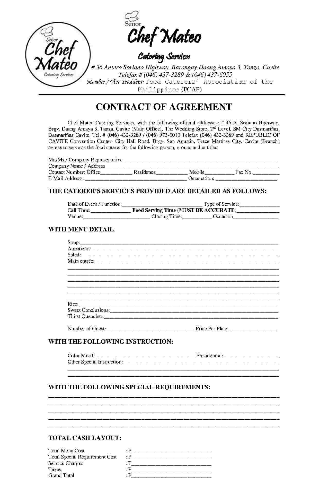 Download Catering Contract Style 5 Template For Free At Within Catering Contract Template Word
