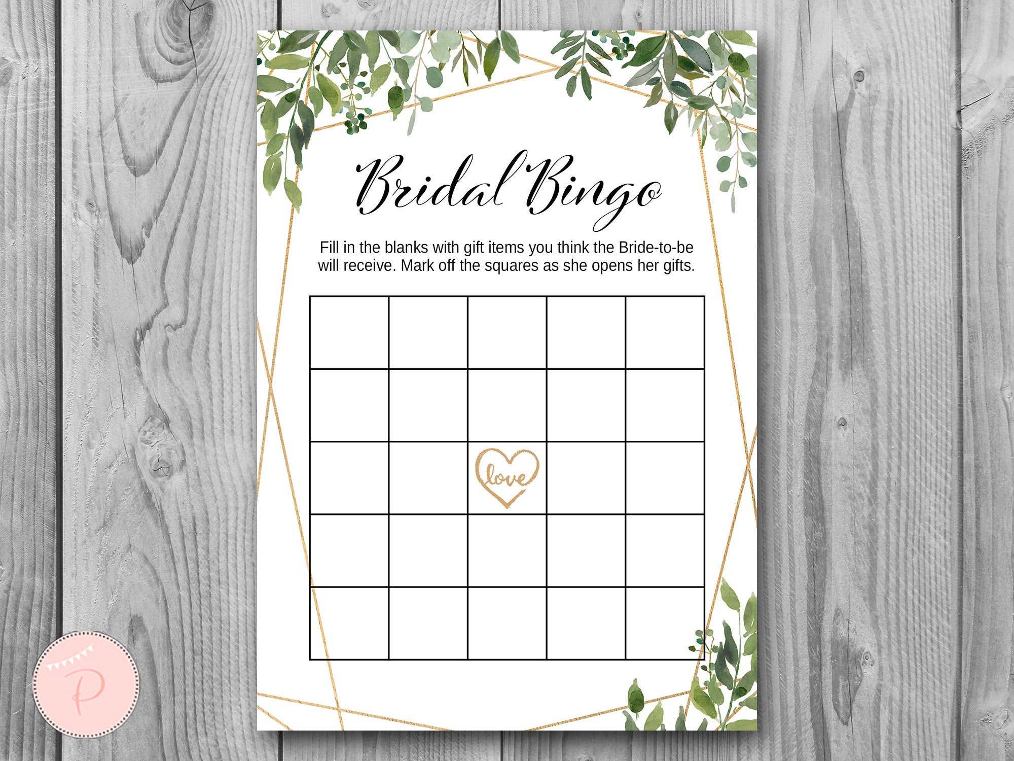 Download Greenery Bridal Shower Bingo For Blank Bridal Shower Bingo Template