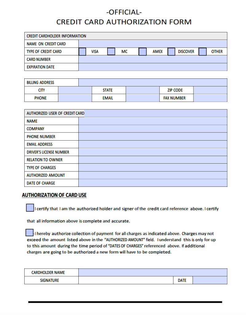 Download Sample Credit Card Authorization Form Template In Credit Card Authorization Form Template Word