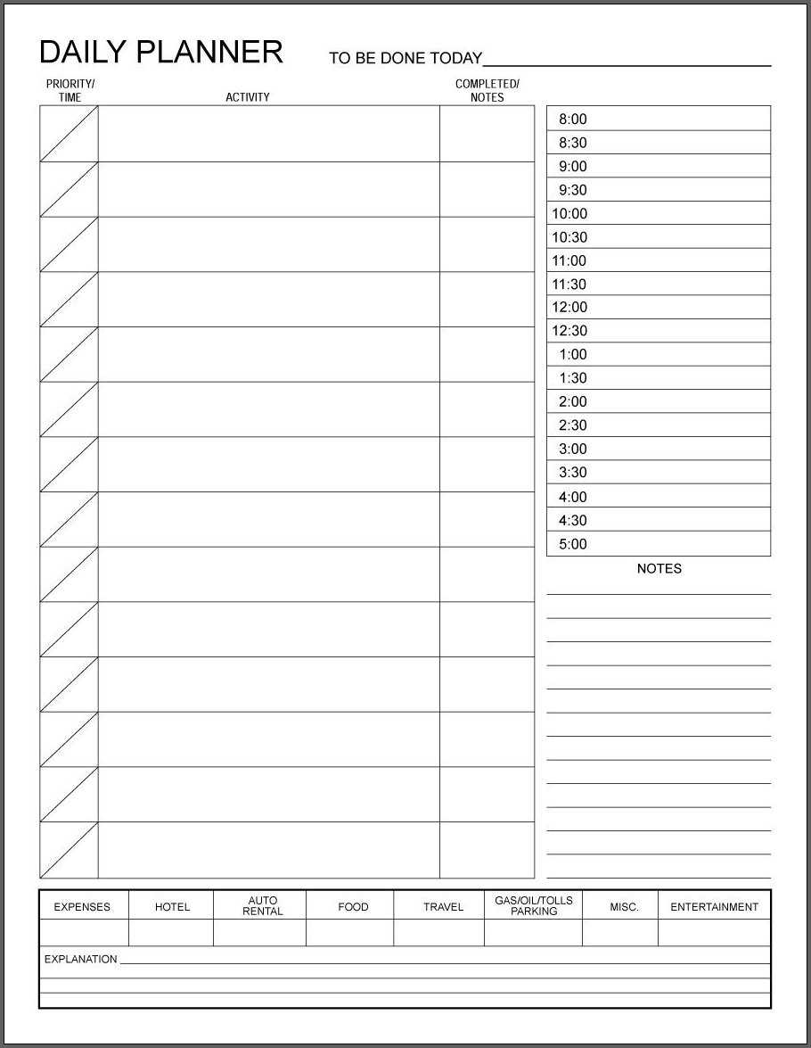 √ Free Printable Daily Planner Template | Templateral Within Printable Blank Daily Schedule Template