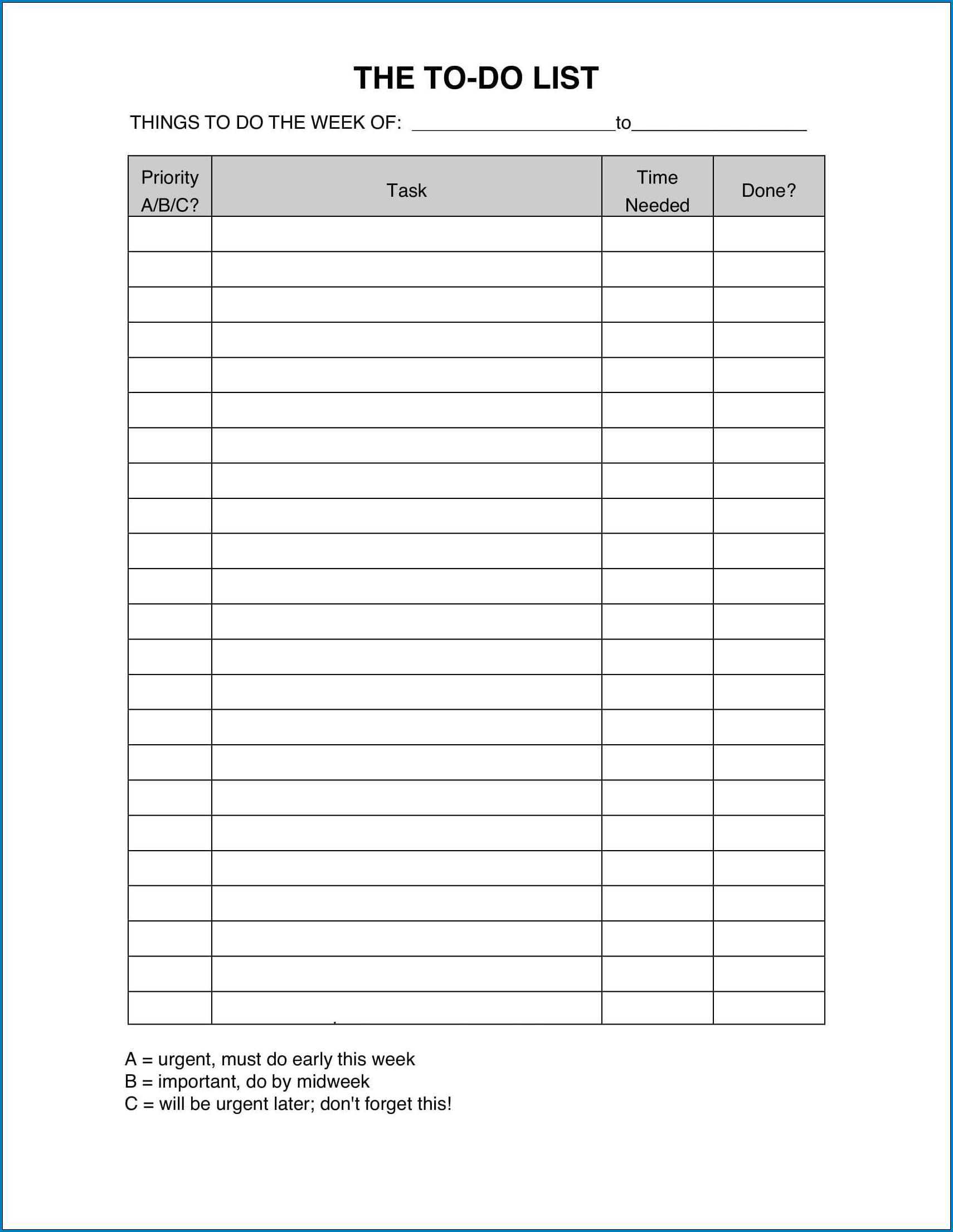 ✓ Free Printable Things To Do List Template | Zitemplate Pertaining To Blank To Do List Template