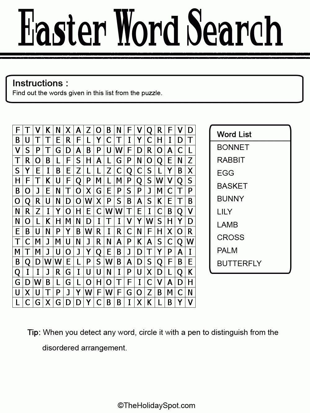 Easter Black And White Word Search Template Throughout Word Sleuth Template