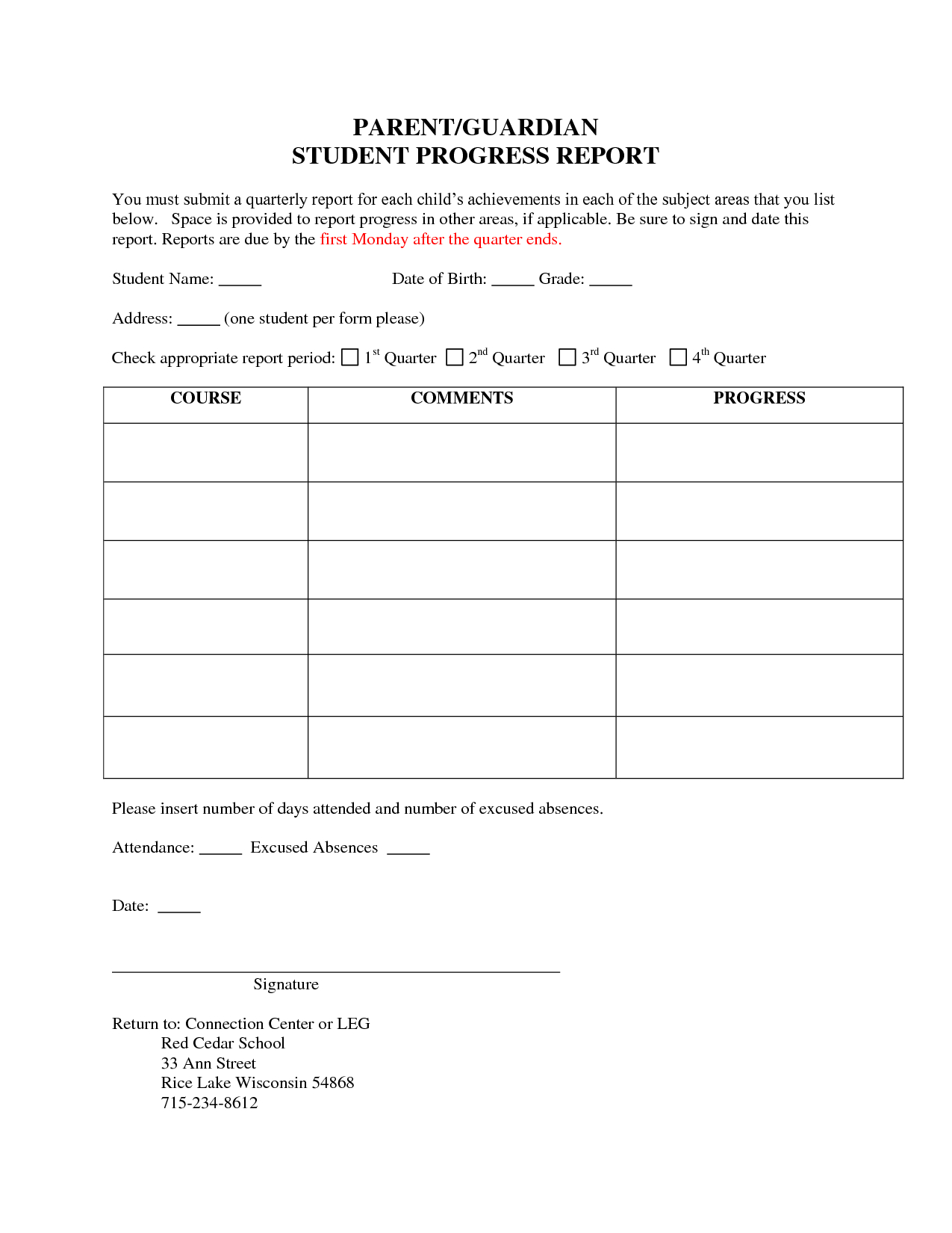 Easy To Use Weekly Student Progress Report Templates And With Regard To Student Grade Report Template