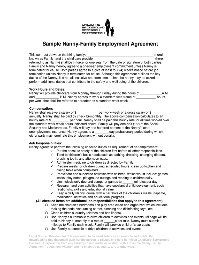 Editable Nanny Contract – Fill Out And Sign Printable Pdf Template | Signnow Throughout Nanny Contract Template Word